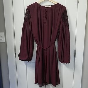 NWT LOFT Burgundy Long Sleeve Dress, L